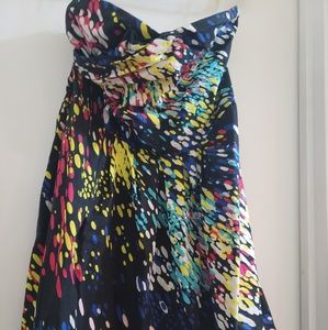 Strapless Paint Splattered Rainbow Dress